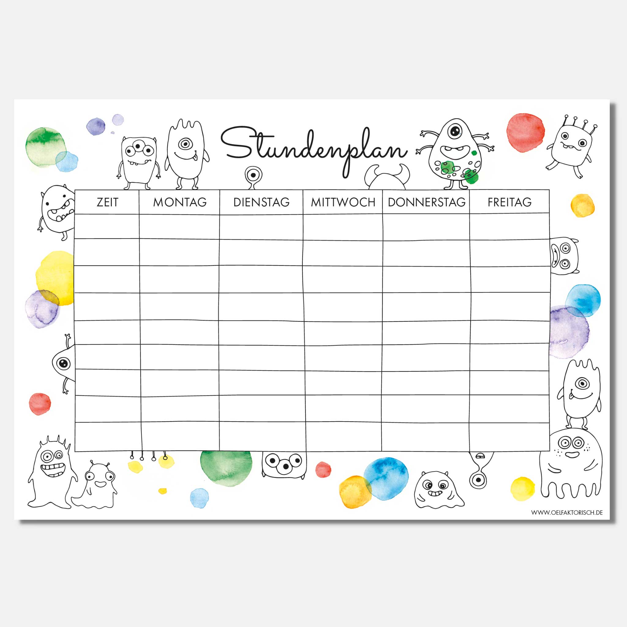 schöner Stundenplan Illustration Design oelfaktorisch Körperöle