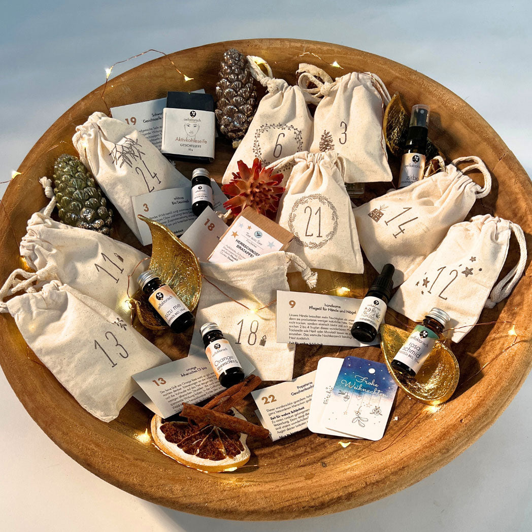 veganer Adventskalender Pflege Entspannung Geschenke oelfaktorisch körperöle