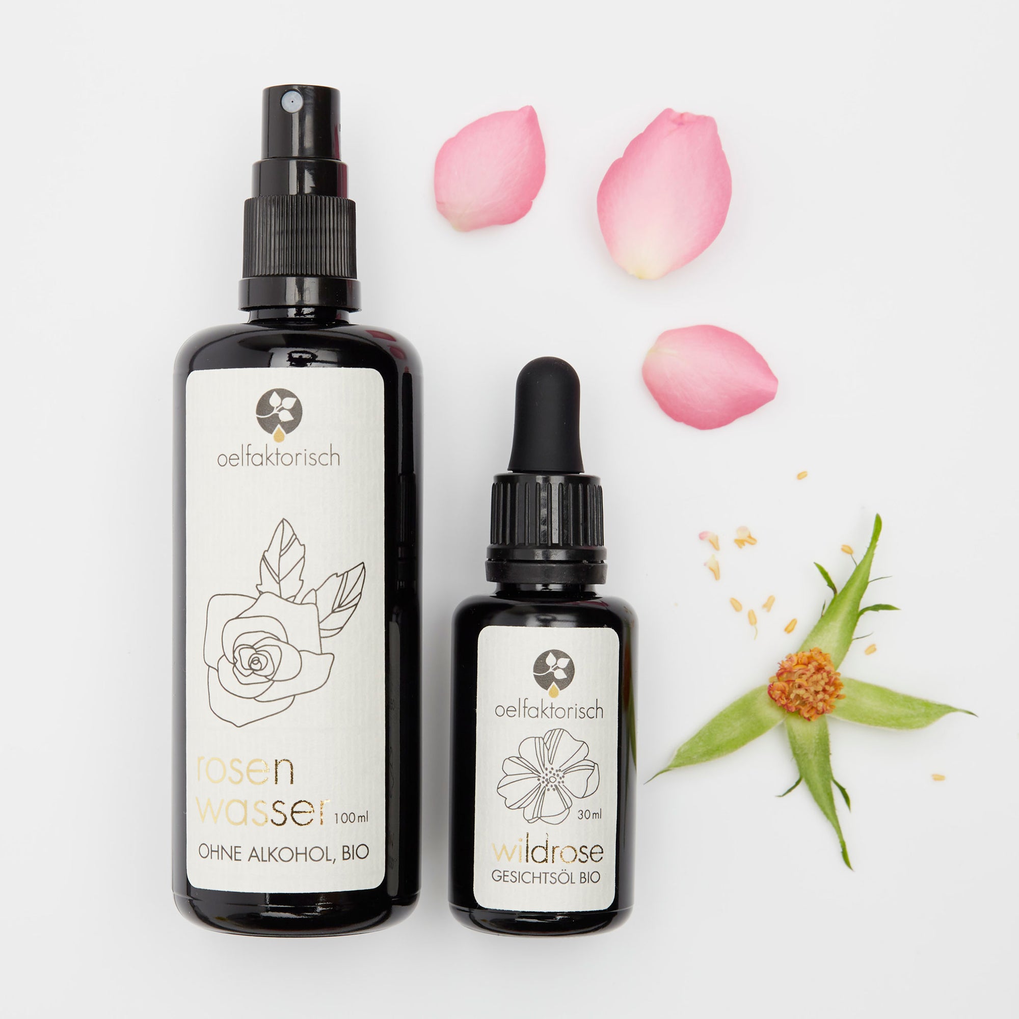 Wildrose Set Gesichtswasser und Gesichtsöl oelfaktorisch