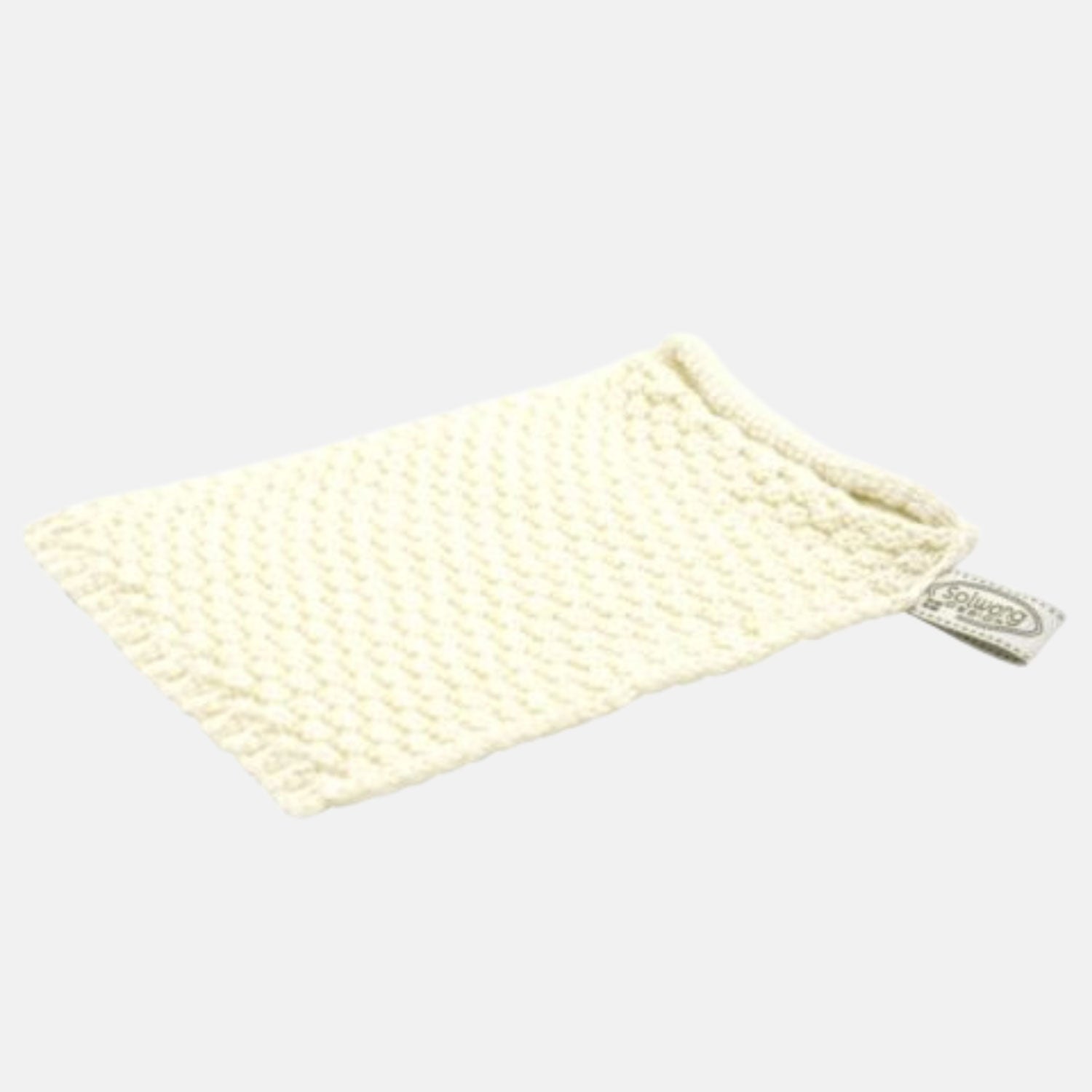 Woll-Waschlappen gestrickt für Hygge im Badezimmer in natur