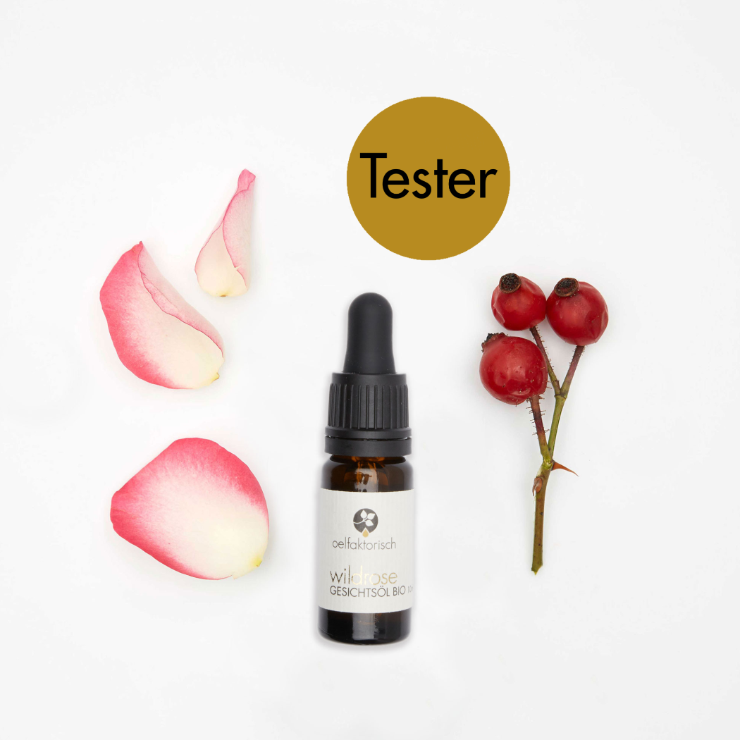 Testerflasche straffend Gesichtsöl Wildrose 10 ml oelfaktorisch Körperöle