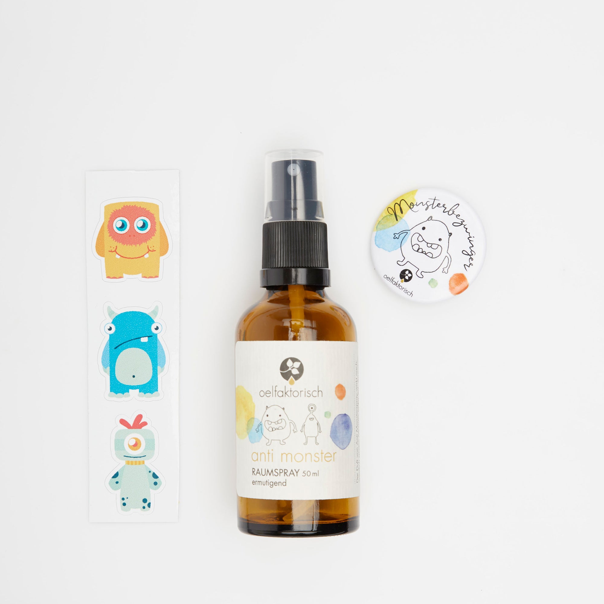 Raumspray für Kinder beruhigend Lavendel bio natürliche Zutaten oelfaktorisch Körperöle mit Stickern