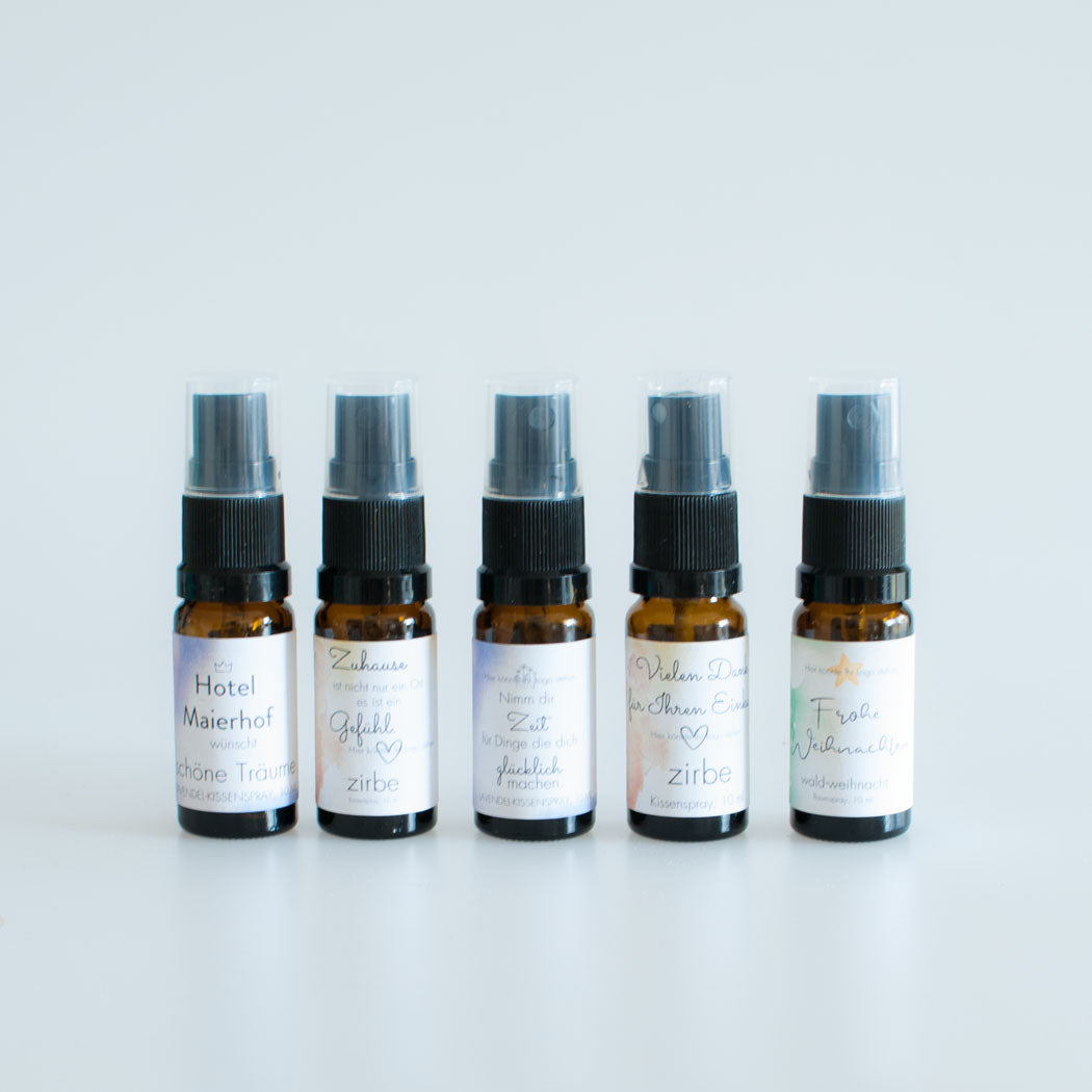 5 Flaschen Raumspray individualisiert personbalisiert eigenes Label oelfaktorisch körperöle