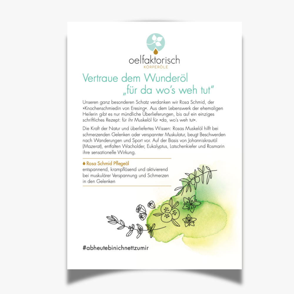 Plakat DinA4 Download Rosa Schmid oelfaktorisch Körperöle