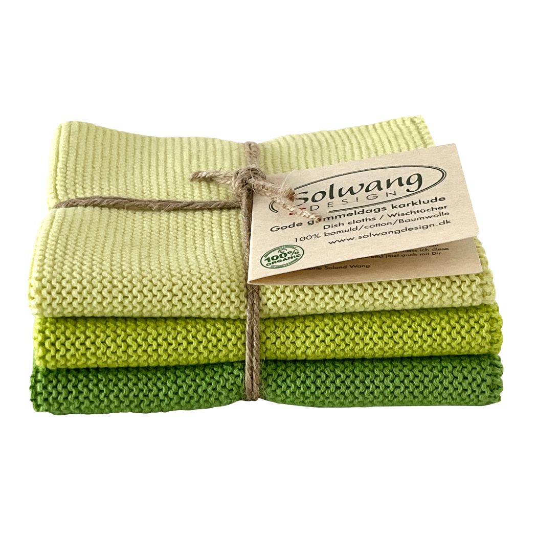 Baumwoll-Waschlappen von Solwang Design in zarten Grüntönen