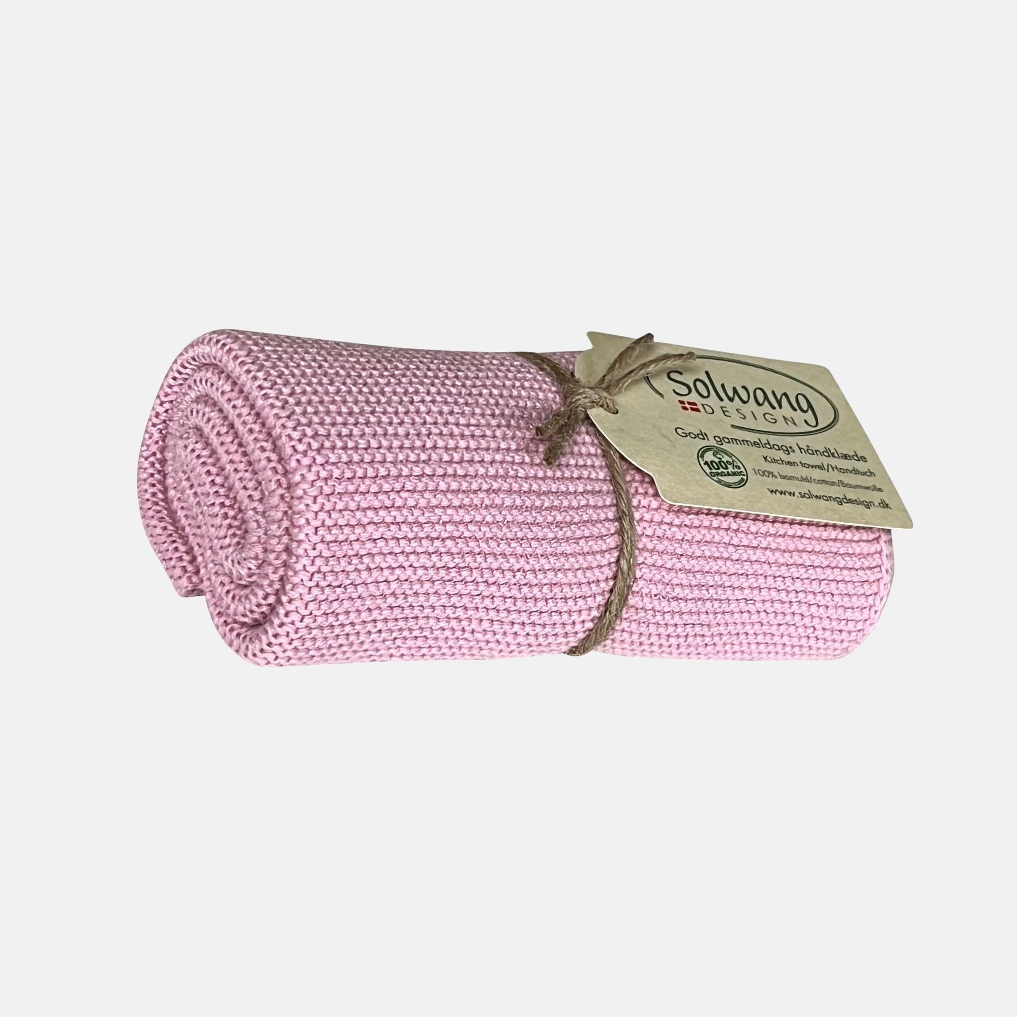 kleines Handtuch hellrosa gestrickt Solwang oelfaktorisch Körperöle