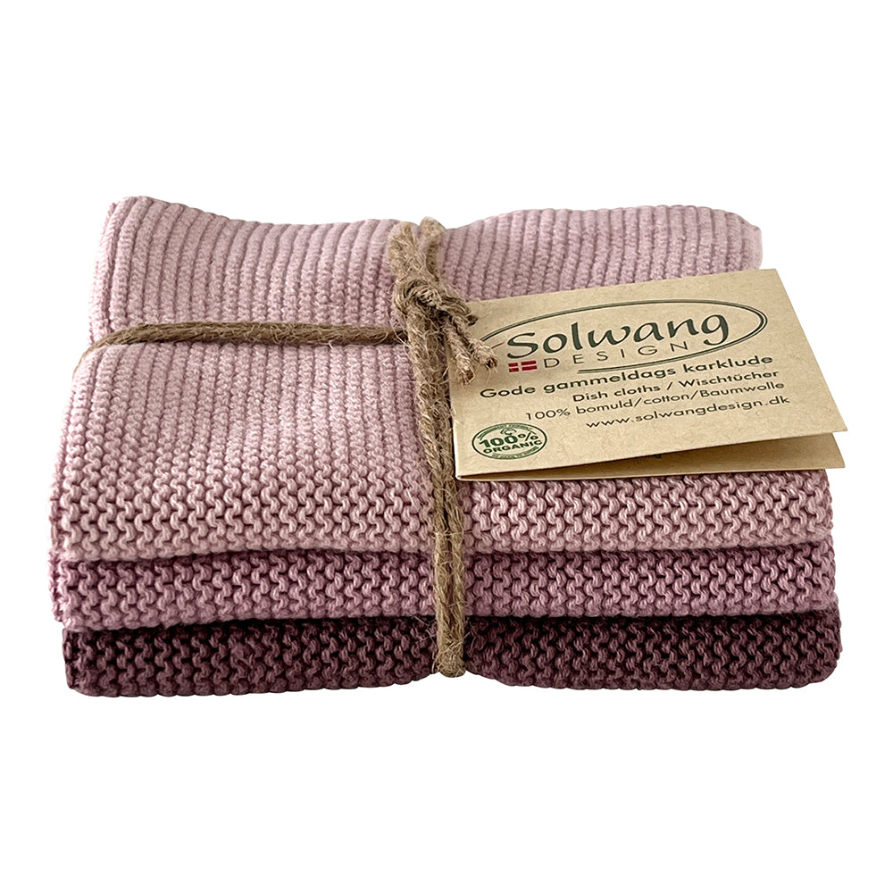 lila farbene Baumwolltücher gestrickt Set Solwang oelfaktorisch Körperöle