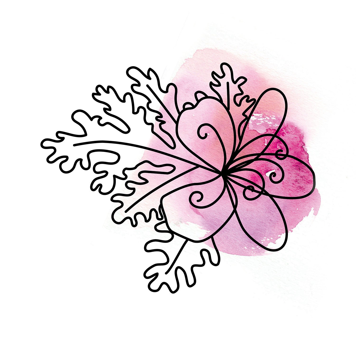 Aquarell einer Rosengeranien Blüte in lila oelfaktorisch Körperöle